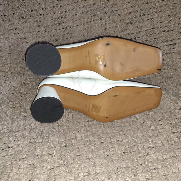 L'INTERVALLE-EATON-White Leather-Square Toe-Cylindrical Heel-SZ 40/9.5-Near Mint - Picture 8 of 8